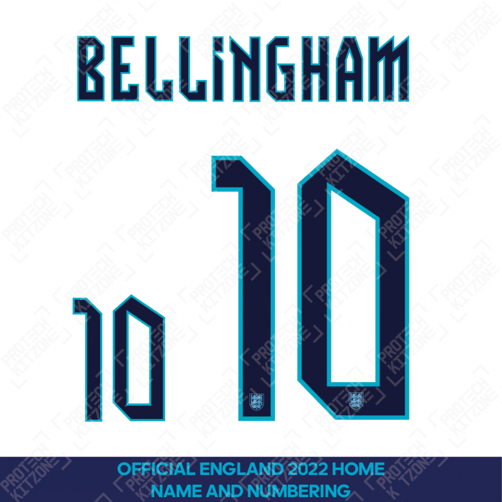 Bellingham 10 - Official England 2022 Home Name and Numbering ...